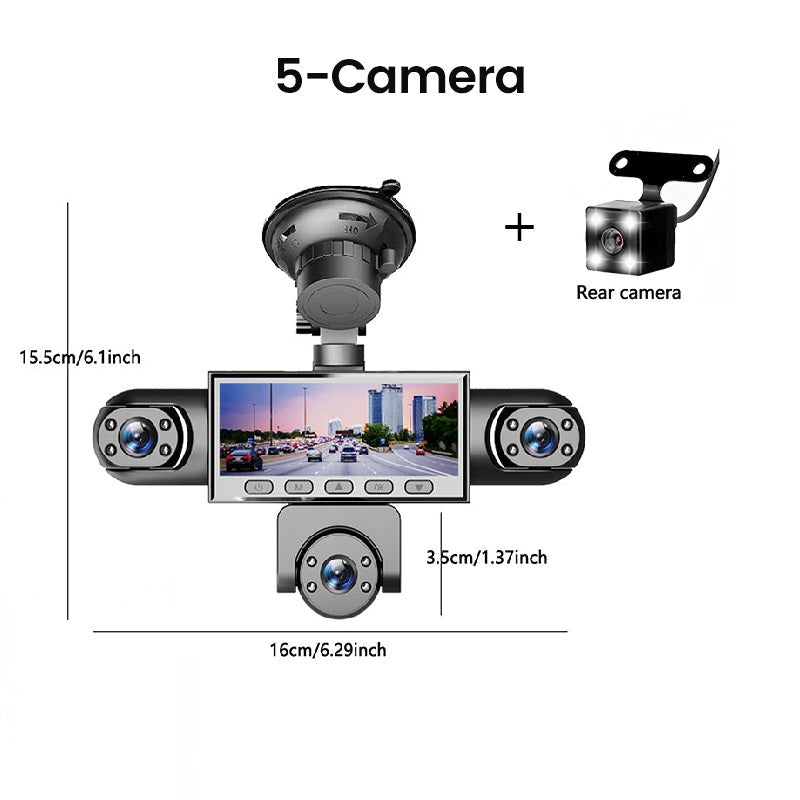 📢📢40% DE RÉDUCTION !! ⏰Caméra Embarquée HD 1080p Multi-Objectifs – 5 Angles, Vision Nocturne, Détection Collision, Surveillance Stationnement 24h/24 🚗