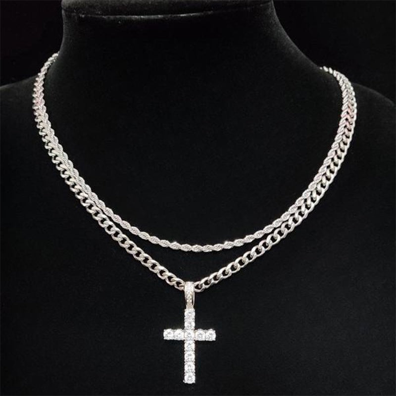 📢📢50 % DE RÉDUCTION !! ⏰Collier à chaîne croisée double rangée