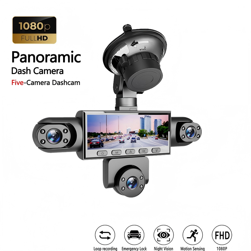 📢📢40% DE RÉDUCTION !! ⏰Caméra Embarquée HD 1080p Multi-Objectifs – 5 Angles, Vision Nocturne, Détection Collision, Surveillance Stationnement 24h/24 🚗