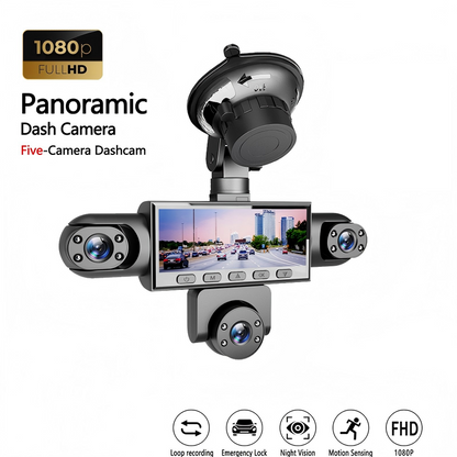 📢📢40% DE RÉDUCTION !! ⏰Caméra Embarquée HD 1080p Multi-Objectifs – 5 Angles, Vision Nocturne, Détection Collision, Surveillance Stationnement 24h/24 🚗