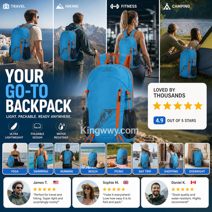 Sac à dos de camping pliable et étanche