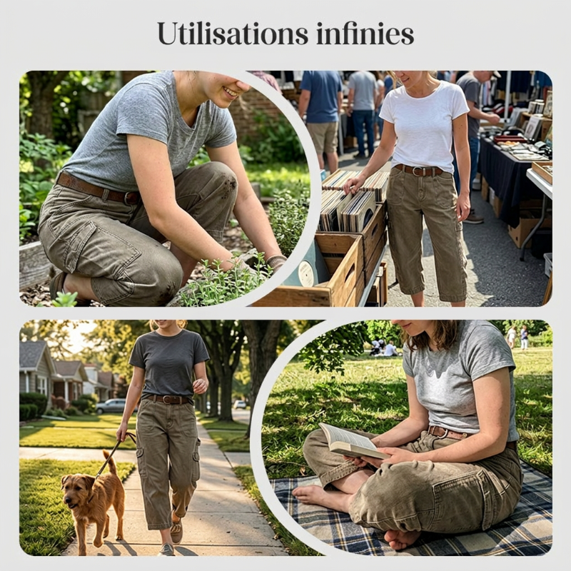 👖🪢🔧 OFFRE LIMITÉE 50% DE RÉDUCTION! Pantalons Cargo Capri Décontractés pour Femme – Plusieurs Poches Utilitaires, Longueur Courte, Coupe Large – Parfaits pour un Usage Quotidien, les Voyages ou les Promenades en Plein Air 🌿☀️