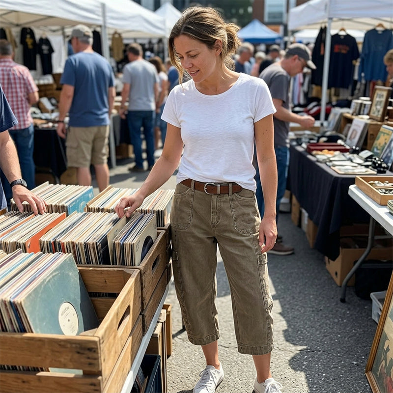 👖🪢🔧 OFFRE LIMITÉE 50% DE RÉDUCTION! Pantalons Cargo Capri Décontractés pour Femme – Plusieurs Poches Utilitaires, Longueur Courte, Coupe Large – Parfaits pour un Usage Quotidien, les Voyages ou les Promenades en Plein Air 🌿☀️