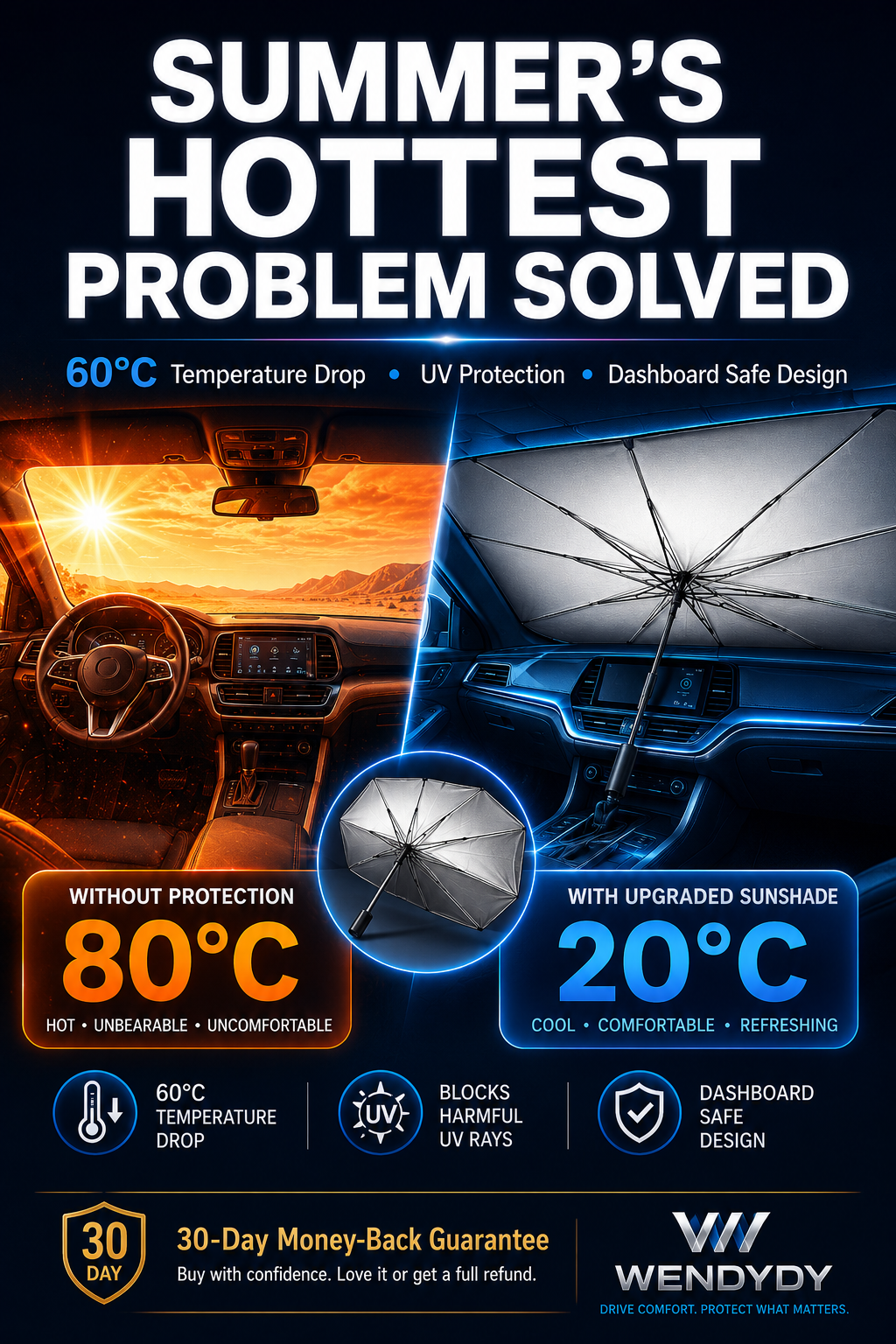 🔥Dernier jour ! 50 % de réduction sur le pare-soleil pare-brise de voiture amélioré (modèle 2026)