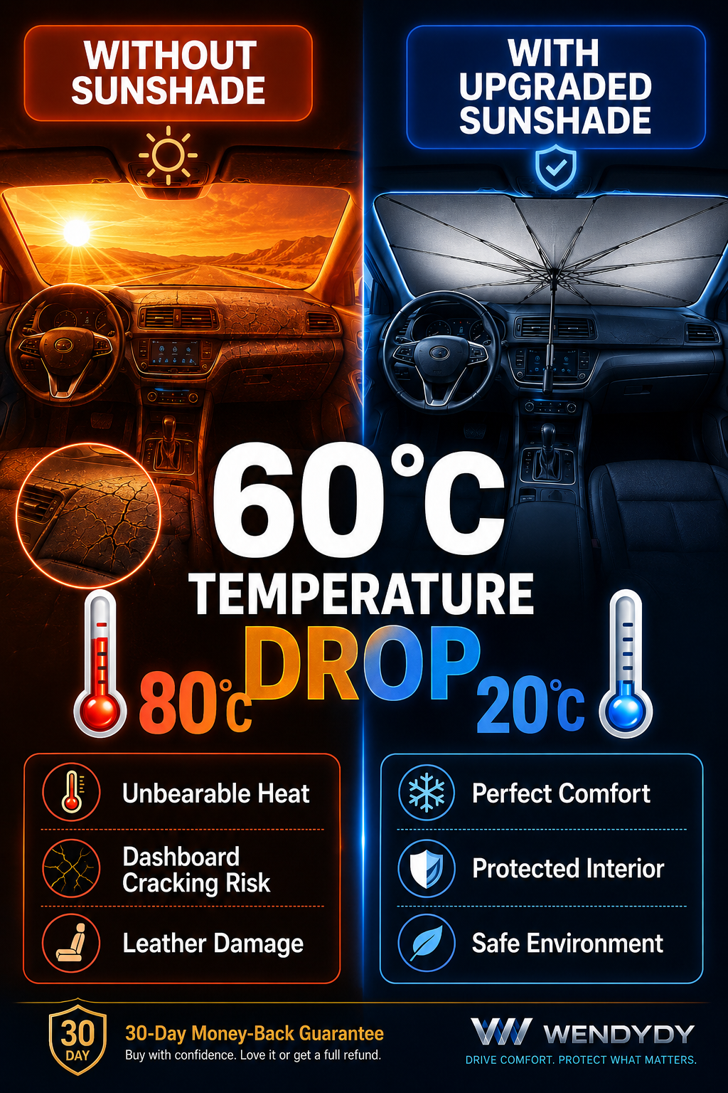 🔥Dernier jour ! 50 % de réduction sur le pare-soleil pare-brise de voiture amélioré (modèle 2026)
