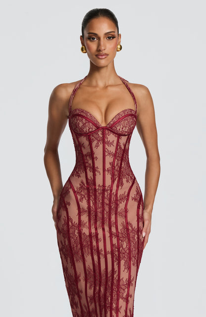 Vestido Rona Borgoña