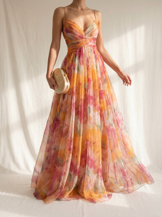 Giselle | Vestido largo con estampado floral encantador