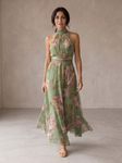 Livia | Elegante vestido largo halter con estampado floral