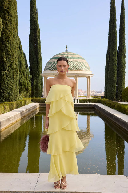 Vestido Khayal Amarillo Pastel