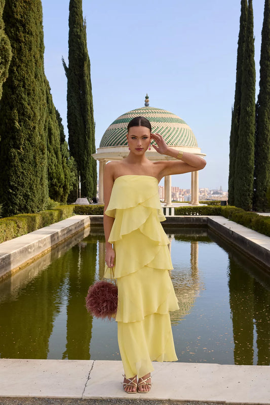 Vestido Khayal Amarillo Pastel