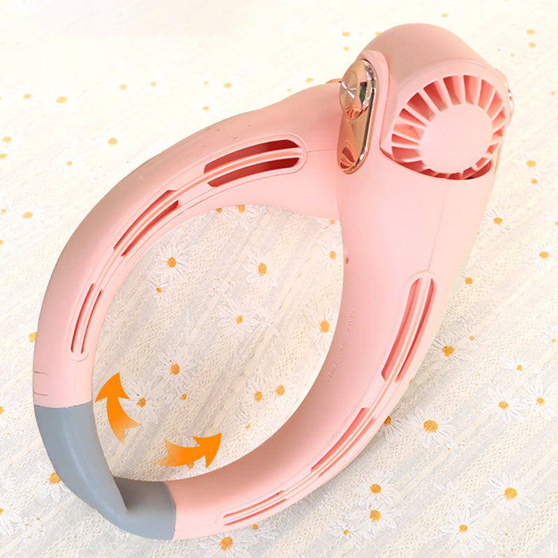 📢📢50 % DE RÉDUCTION !! ⏰  Ventilateur de Cou à Faible Bruit, Rotatif 360° & Autonomie Longue (Blanc/Rose)
