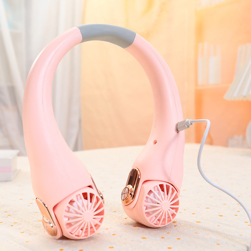 📢📢50 % DE RÉDUCTION !! ⏰  Ventilateur de Cou à Faible Bruit, Rotatif 360° & Autonomie Longue (Blanc/Rose)