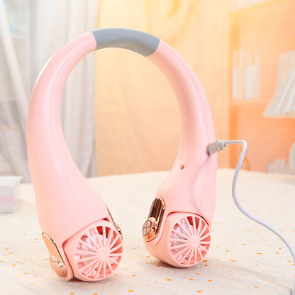 📢📢50 % DE RÉDUCTION !! ⏰  Ventilateur de Cou à Faible Bruit, Rotatif 360° & Autonomie Longue (Blanc/Rose)