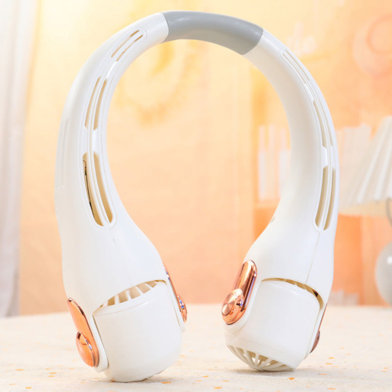 📢📢50 % DE RÉDUCTION !! ⏰  Ventilateur de Cou à Faible Bruit, Rotatif 360° & Autonomie Longue (Blanc/Rose)