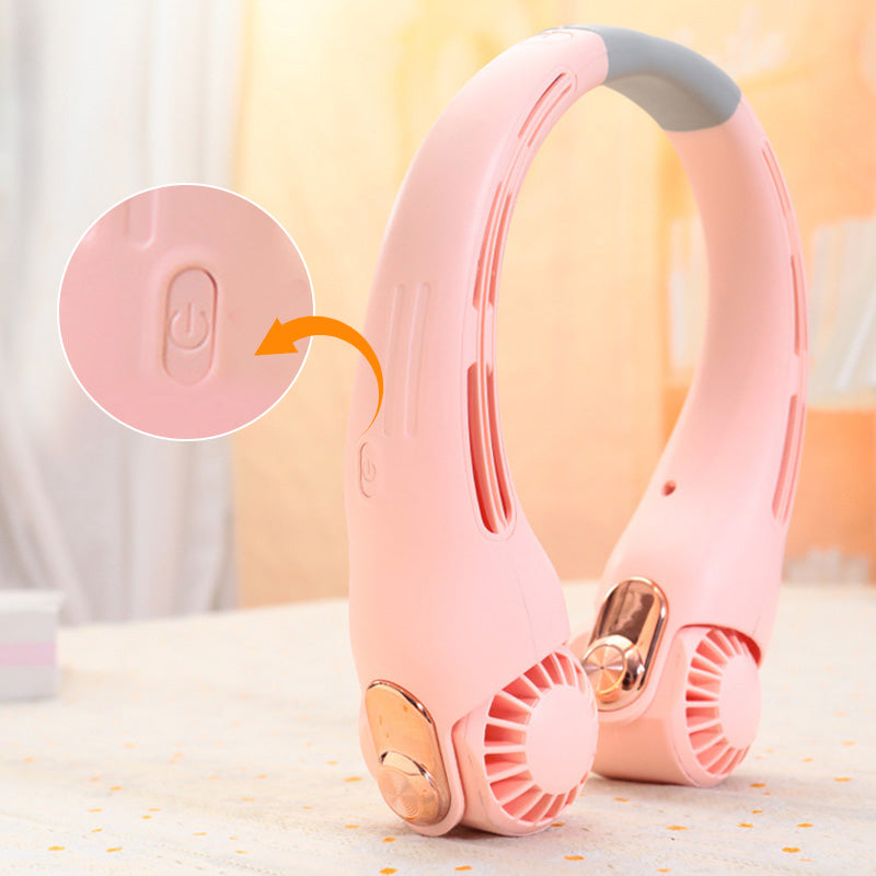📢📢50 % DE RÉDUCTION !! ⏰  Ventilateur de Cou à Faible Bruit, Rotatif 360° & Autonomie Longue (Blanc/Rose)