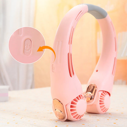 📢📢50 % DE RÉDUCTION !! ⏰  Ventilateur de Cou à Faible Bruit, Rotatif 360° & Autonomie Longue (Blanc/Rose)