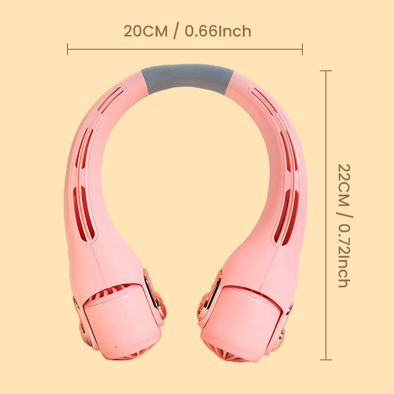 📢📢50 % DE RÉDUCTION !! ⏰  Ventilateur de Cou à Faible Bruit, Rotatif 360° & Autonomie Longue (Blanc/Rose)
