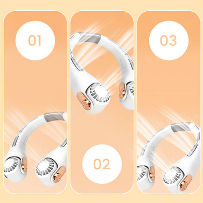 📢📢50 % DE RÉDUCTION !! ⏰  Ventilateur de Cou à Faible Bruit, Rotatif 360° & Autonomie Longue (Blanc/Rose)