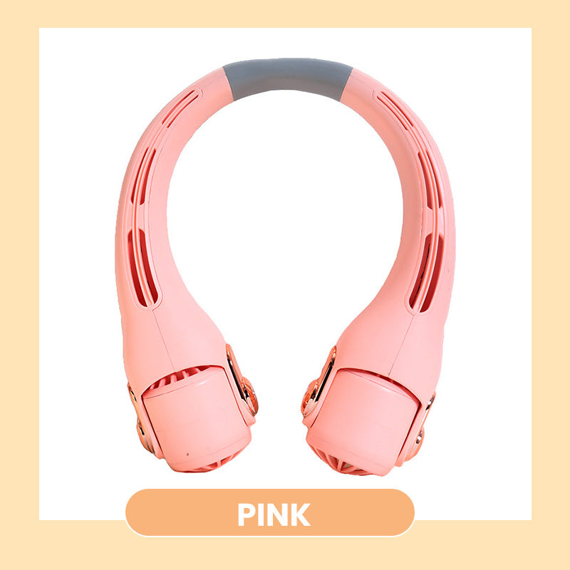 📢📢50 % DE RÉDUCTION !! ⏰  Ventilateur de Cou à Faible Bruit, Rotatif 360° & Autonomie Longue (Blanc/Rose)