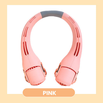 📢📢50 % DE RÉDUCTION !! ⏰  Ventilateur de Cou à Faible Bruit, Rotatif 360° & Autonomie Longue (Blanc/Rose)