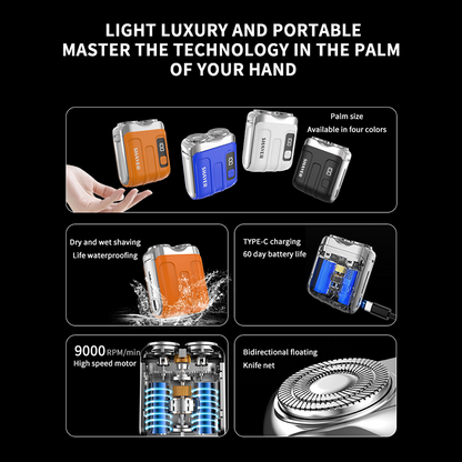 🪒 PROMO LIMITÉE 50% DE RÉDUCTION ! ⚡ Mini Rasoir Électrique Portable Homme – Détection AI, Tête Magnétique, Charge Rapide 🧔