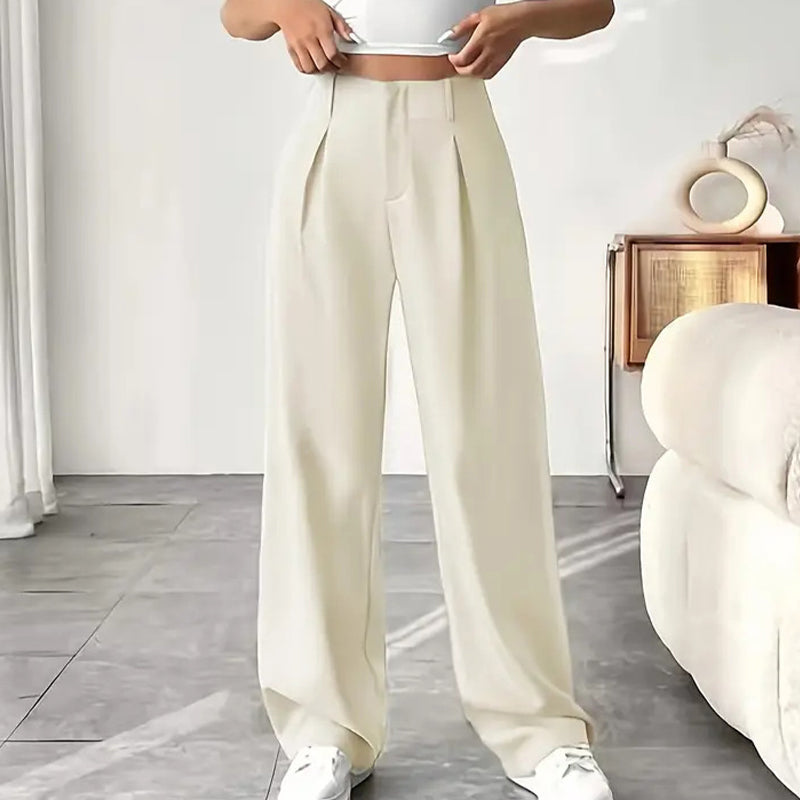 📢📢40 % DE RÉDUCTION !! ⏰ Pantalon Large Taille Haute – Tissu Doux, Confort Absolu 🌸☁️【Offre Limitée】