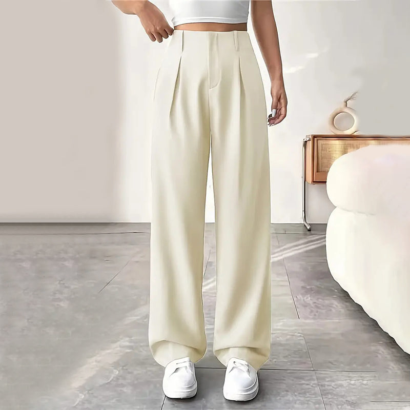 📢📢40 % DE RÉDUCTION !! ⏰ Pantalon Large Taille Haute – Tissu Doux, Confort Absolu 🌸☁️【Offre Limitée】