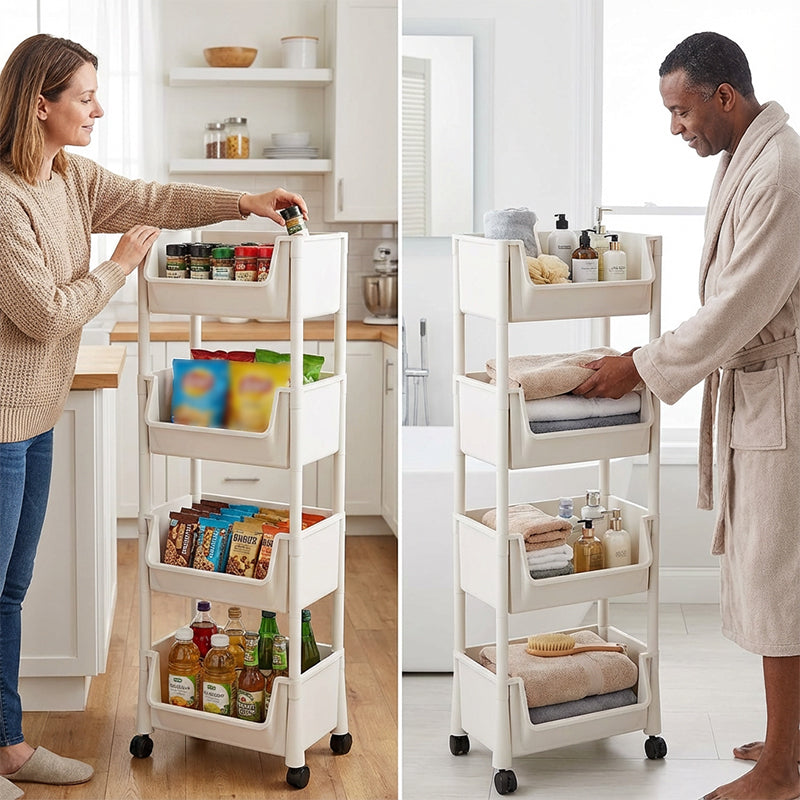 📢📢50 % de réduction !!⏰Chariot de rangement à roulettes à plusieurs niveaux pour espaces étroits