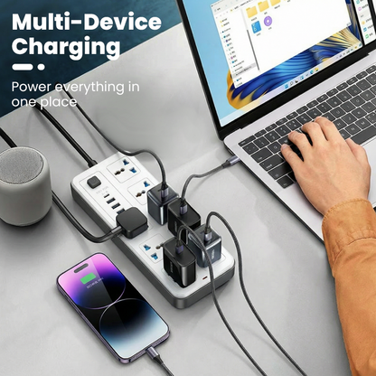 📢📢40% DE RÉDUCTION !! ⏰ Multiprise avec Longue Rallonge – PP & Cuivre – USB & Protection Surtension for Bureau & Maison