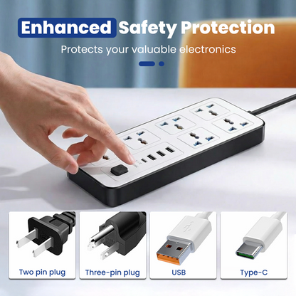 📢📢40% DE RÉDUCTION !! ⏰ Multiprise avec Longue Rallonge – PP & Cuivre – USB & Protection Surtension for Bureau & Maison