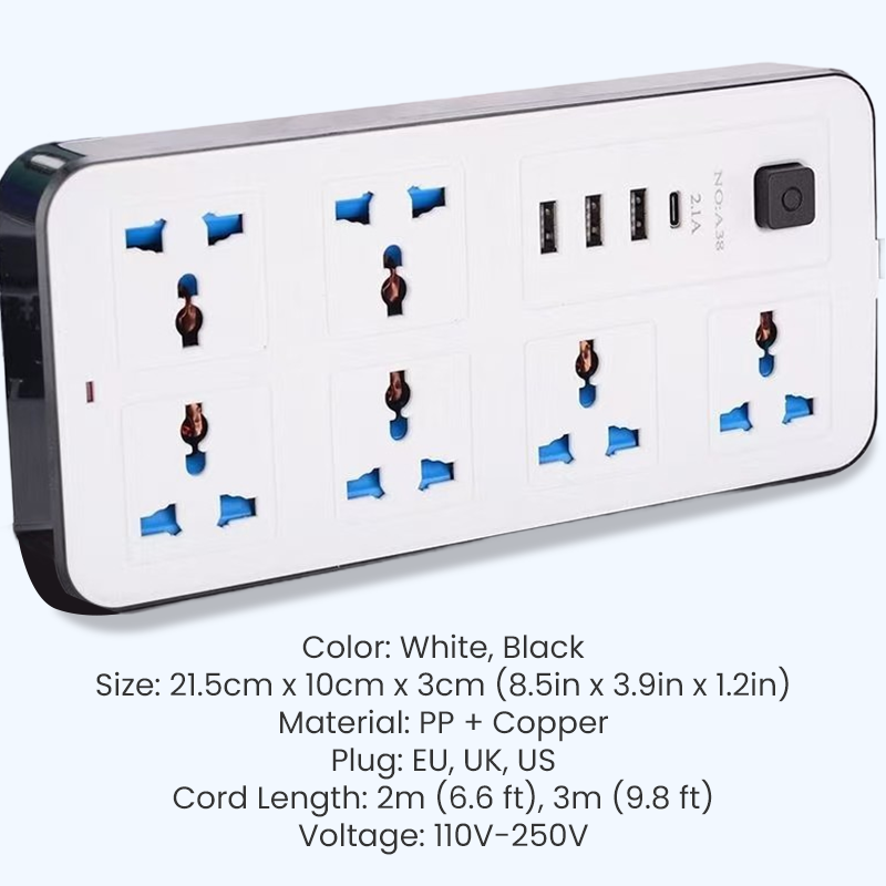 📢📢40% DE RÉDUCTION !! ⏰ Multiprise avec Longue Rallonge – PP & Cuivre – USB & Protection Surtension for Bureau & Maison