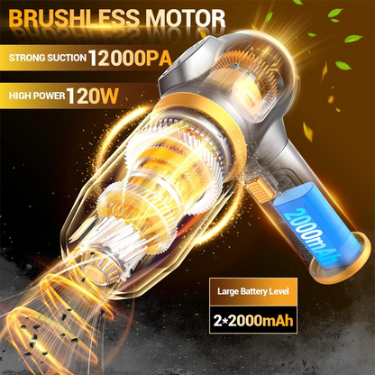 🎉 50% DE RÉDUCTION ! 🧹 Mini Aspirateur Portatif 4-en-1 – 12 000 Pa – Sans Balai & Batterie Longue Durée for Voiture & Maison
