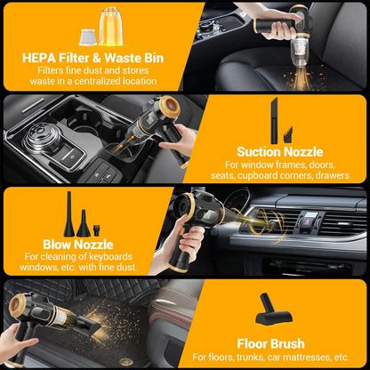 🎉 50% DE RÉDUCTION ! 🧹 Mini Aspirateur Portatif 4-en-1 – 12 000 Pa – Sans Balai & Batterie Longue Durée for Voiture & Maison