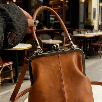 Sac bandoulière femme à fermoir kiss lock avec poignée supérieure