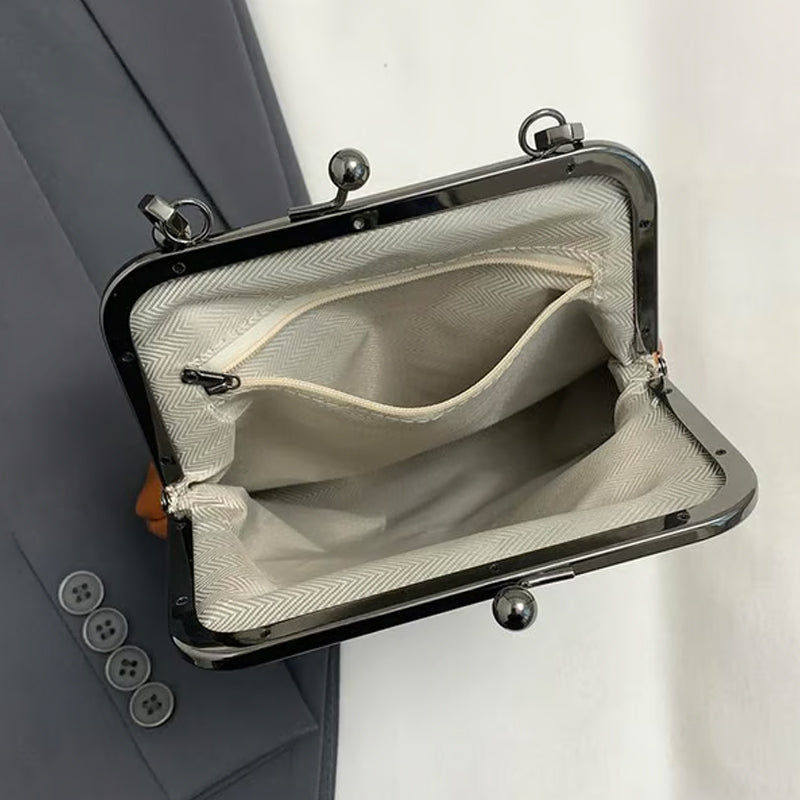 Sac bandoulière femme à fermoir kiss lock avec poignée supérieure