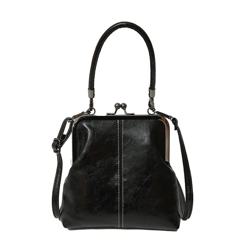 Sac bandoulière femme à fermoir kiss lock avec poignée supérieure