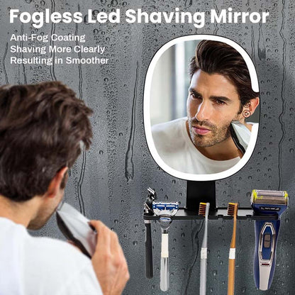 Miroir de rasage antibuée avec étagère de rangement