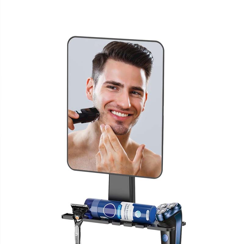 Miroir de rasage antibuée avec étagère de rangement