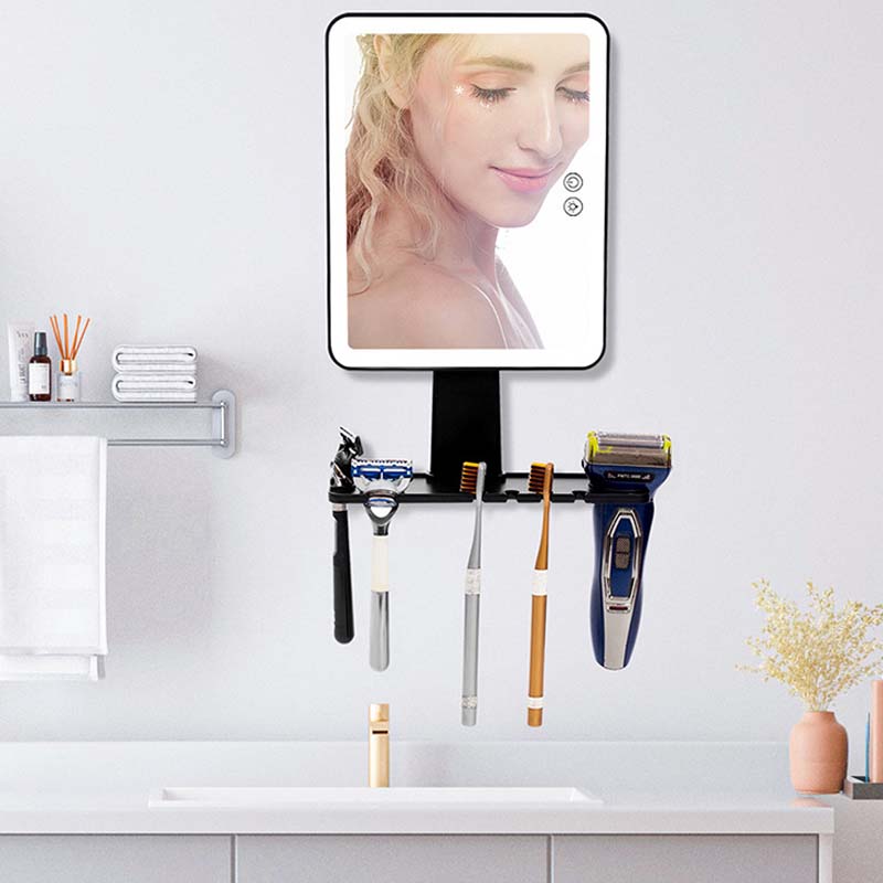 Miroir de rasage antibuée avec étagère de rangement