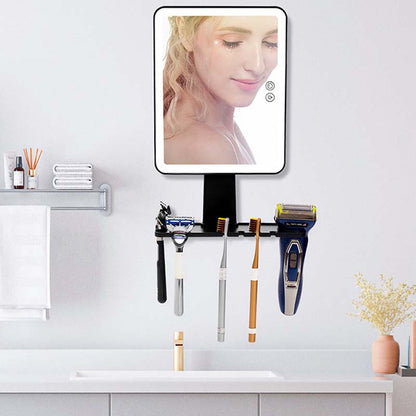 Miroir de rasage antibuée avec étagère de rangement