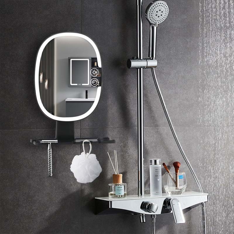 Miroir de rasage antibuée avec étagère de rangement