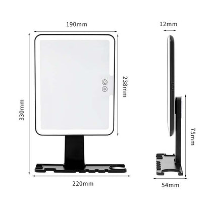 Miroir de rasage antibuée avec étagère de rangement