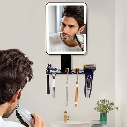 Miroir de rasage antibuée avec étagère de rangement