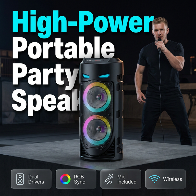 🔊✨ PROMO -50% ! Enceinte Bluetooth Portable 16W – RGB Dynamique Rythme Musique, Micro Filaire Karaoké Inclus, Sangle Réglable, Plein Air Fêtes Camping · Bluetooth 10m · 1800mAh 🎵