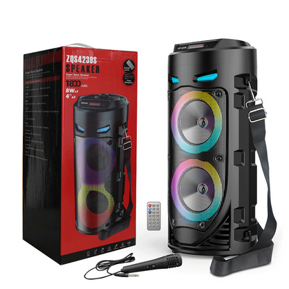 🔊✨ PROMO -50% ! Enceinte Bluetooth Portable 16W – RGB Dynamique Rythme Musique, Micro Filaire Karaoké Inclus, Sangle Réglable, Plein Air Fêtes Camping · Bluetooth 10m · 1800mAh 🎵
