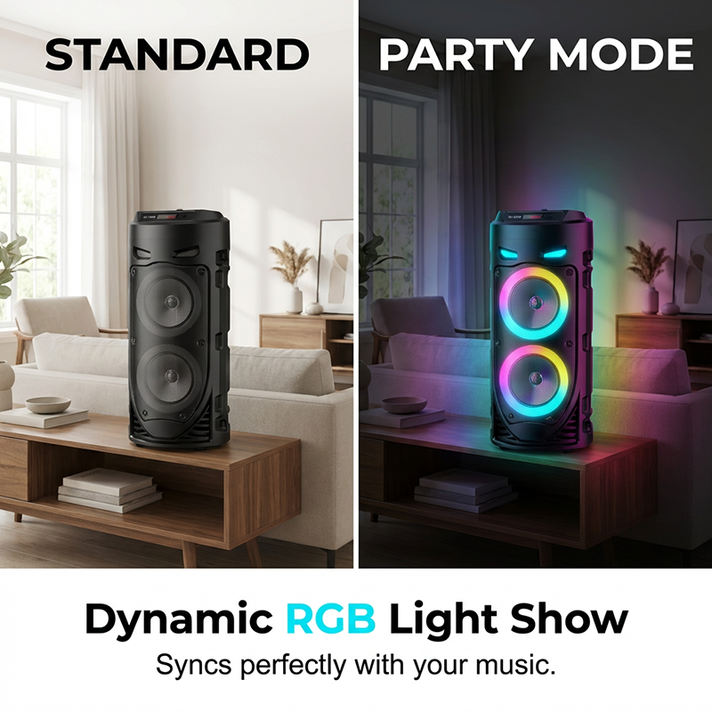 🔊✨ PROMO -50% ! Enceinte Bluetooth Portable 16W – RGB Dynamique Rythme Musique, Micro Filaire Karaoké Inclus, Sangle Réglable, Plein Air Fêtes Camping · Bluetooth 10m · 1800mAh 🎵