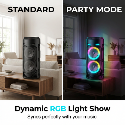 🔊✨ PROMO -50% ! Enceinte Bluetooth Portable 16W – RGB Dynamique Rythme Musique, Micro Filaire Karaoké Inclus, Sangle Réglable, Plein Air Fêtes Camping · Bluetooth 10m · 1800mAh 🎵