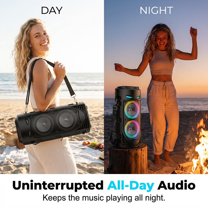 🔊✨ PROMO -50% ! Enceinte Bluetooth Portable 16W – RGB Dynamique Rythme Musique, Micro Filaire Karaoké Inclus, Sangle Réglable, Plein Air Fêtes Camping · Bluetooth 10m · 1800mAh 🎵