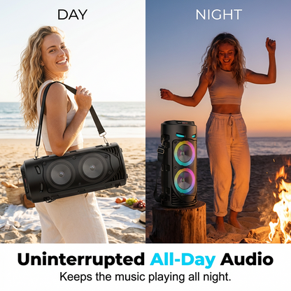 🔊✨ PROMO -50% ! Enceinte Bluetooth Portable 16W – RGB Dynamique Rythme Musique, Micro Filaire Karaoké Inclus, Sangle Réglable, Plein Air Fêtes Camping · Bluetooth 10m · 1800mAh 🎵