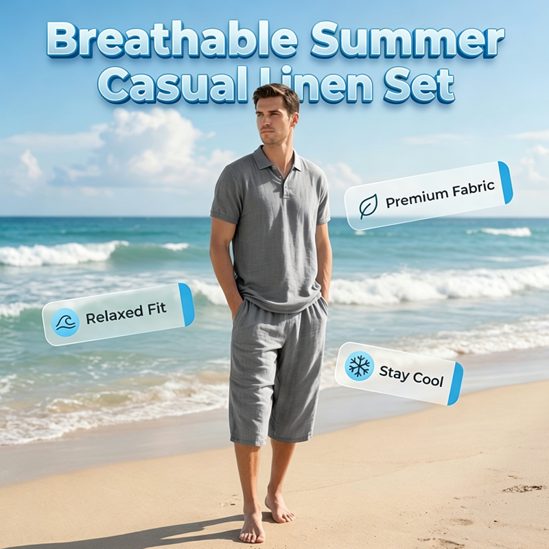 👔 50% DE RÉDUCTION 🌿 Ensemble chemise & pantalon décontracté en lin pour homme – Léger, respirant & coupe relaxe – Parfait pour l’été, les vacances ou le bureau – look naturel et sans effort 👖